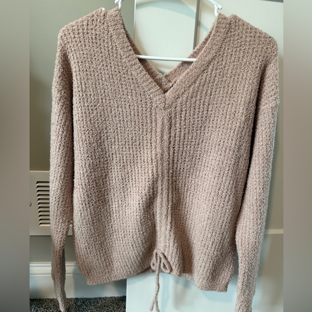 Jessica Simpson Super Soft Light Blush V-Neck Textured Knit Sweater